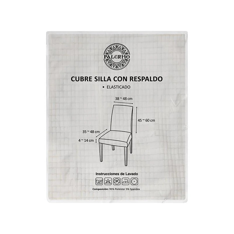 Funda Cubre Silla con Respaldo Elástica Ajuste Universal - Color Marfil